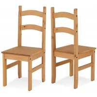 Seconique Budget Mexican Set of 2 Pine Wooden Dining Chairs