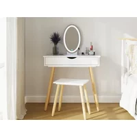 GFW Signy White 1 Drawer Dressing Table Set With LED Lighting
