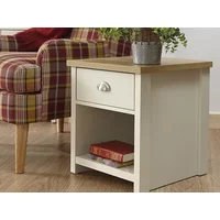 GFW Lancaster Cream and Oak 1 Drawer Lamp Table
