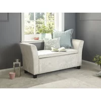 GFW Verona Oyster Crushed Velvet Fabric Ottoman Window Seat