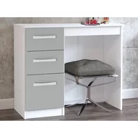Birlea Lynx Grey High Gloss and White Single Pedestal Dressing Table