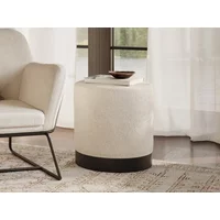 LPD Lara Ivory and Black Fabric Bedroom Stool