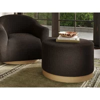 LPD Lara Large Black and Natural Fabric Bedroom Stool