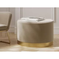 LPD Lara Large Beige and Gold Fabric Bedroom Stool