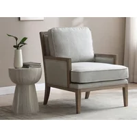 Kyoto Beatrice Grey Linen Fabric Accent Chair