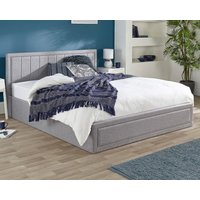 Aspire Grey Linen Quilted Headboard Ottoman Bed