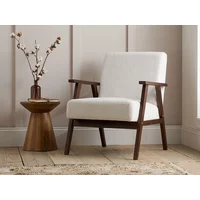 Birlea Ellwood White Boucle and Walnut Accent Chair