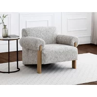 Kyoto Arlo Natural Chenille and Oak Accent Chair