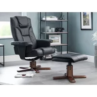 Julian Bowen Malmo Black Faux Leather Recliner Chair with Footstool