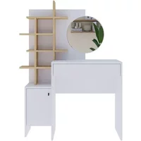 GFW Freyja White and Oak 1 Drawer Dressing Table with Mirror