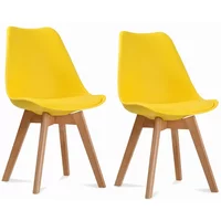 LPD Louvre Set of 2 Yellow Moulded Dining Chairs