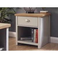 GFW Lancaster Grey and Oak 1 Drawer Lamp Table